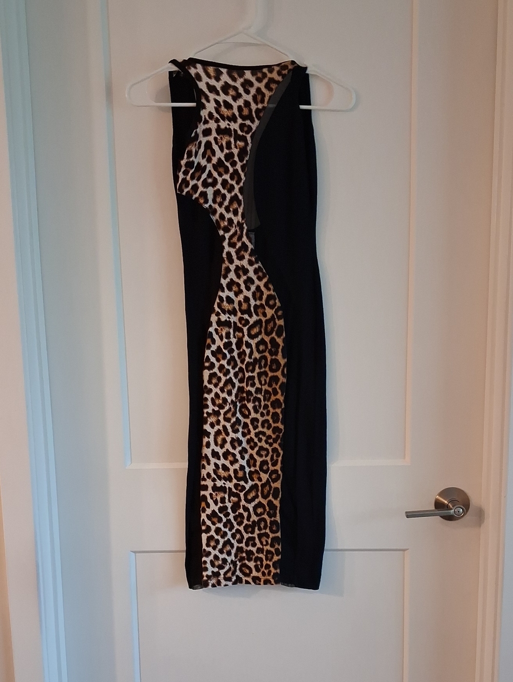 Black Dress with Leopard Print Panel